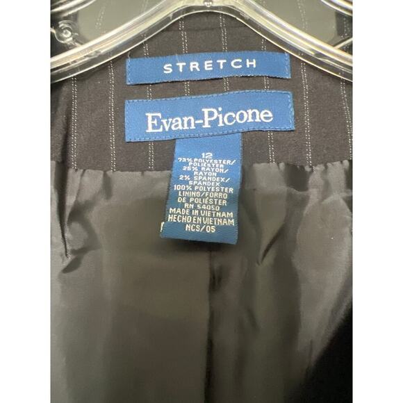 Evan Picone Women’s Stretch Pinstriped Button Front Long Sleeve Blazer Size 12 - Picture 7 of 7